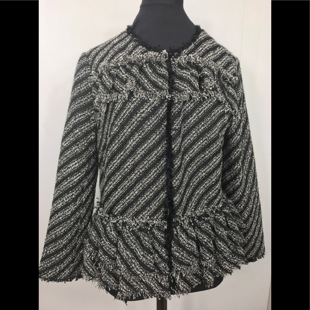 Ann Taylor Raw Hem Peplum Blazer Sz 2 Jacket Black